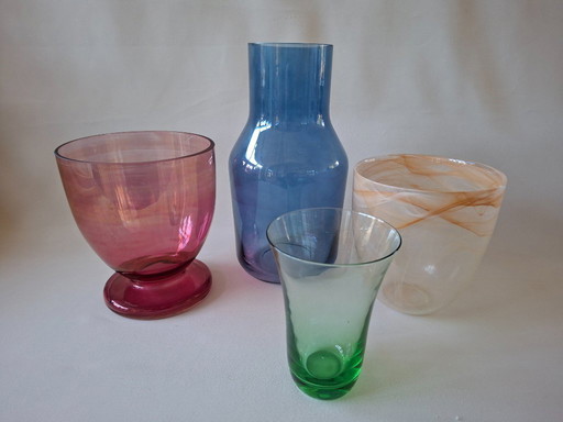 4 jarrones de colores vintage