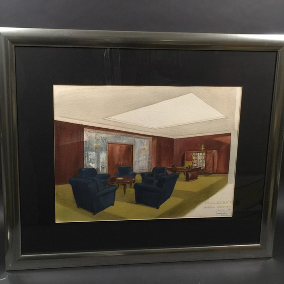 President's Office van Sabam door de Vanderborght Establishments in Brussel, Aquarel, Jaren 1930-1940 (photo 2 of 10)
