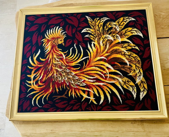 Image 1 of Tapisserie vintage Oiseau de feu années 60/70