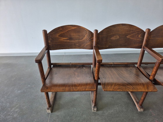 Image 1 of Banc de cinéma vintage en bois 1950