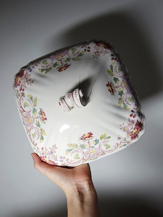 Antike Longchamp Suppen-/Gemüseschüssel aus Steingut mit Gänseblümchenmuster – Geschirr, Ceramic, Vintage (photo 11 of 15)