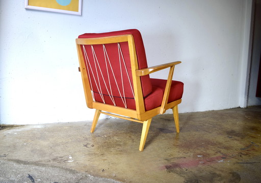 1950s Casala Easychair Vintage Red Armchair Mid Century Sessel 