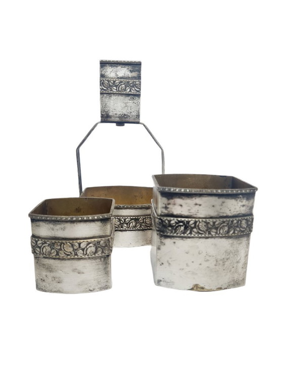 Set Fumatore Tedesco Art Déco, anni '30, Set di 3, Oggetti decorativi, Metallo, Ottone, Dorato (foto 15 di 15)
