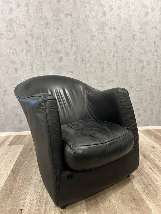 Image 1 of Gerard van den Berg – black leather designer armchair