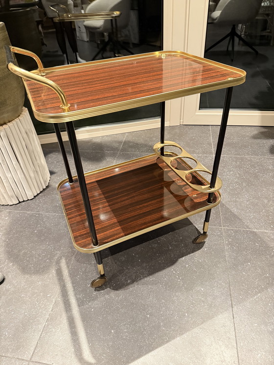 Image 1 of Carrito bar Ico Parisi con botellero, madera y latón, MB Italia, años 60