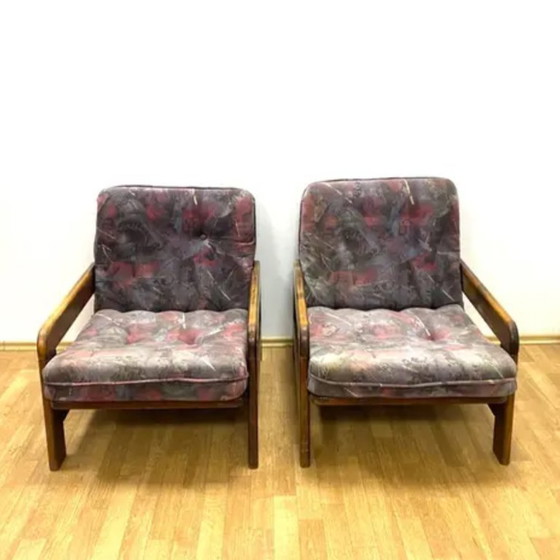 Image 1 of Retro Armchairs, Wooden Frame, 1970s