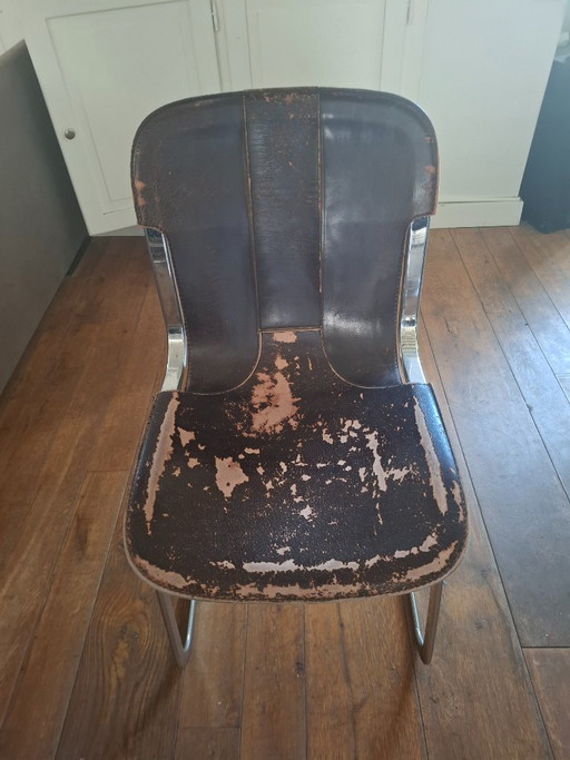 Set di 6 sedie Willy Rizzo - Cidue anni '70 - da restaurare – eetkamerstoelen, Leather (photo 2 of 9)