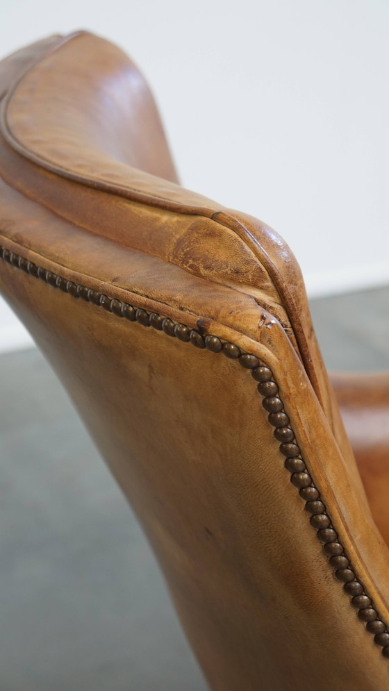 Image 1 of Vintage Fauteuil Gemaakt van Schapenleer