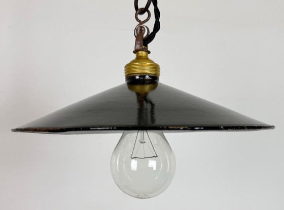 Image 1 of Industriële zwarte emaille lamp, jaren 1930
