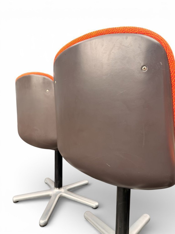 Image 1 of Set di 4 sedie Wilkhahn vintage modello 231/5 - Tessuto arancione e alluminio (anni '70)