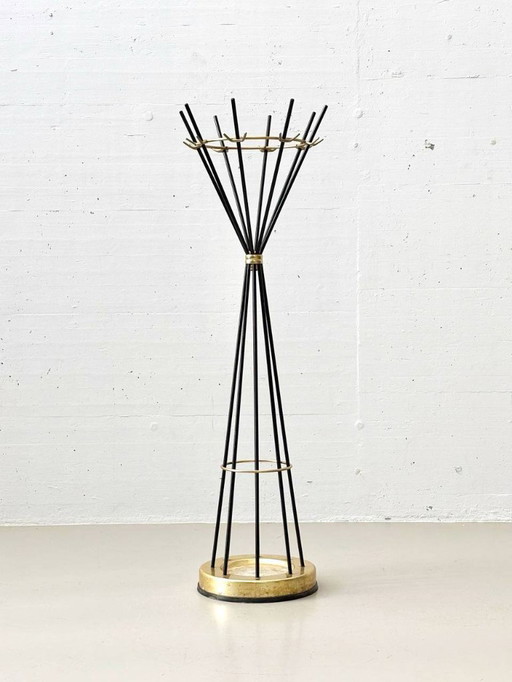 Italian swivel umbrella stand with brass elements, Italy 1950s
