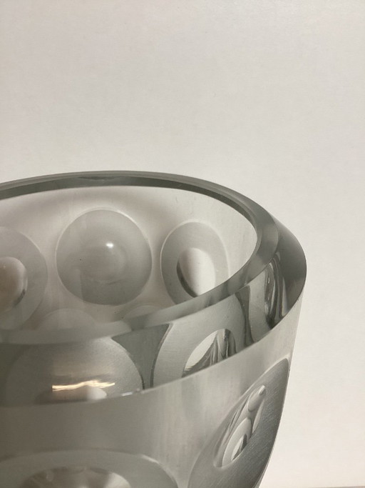 Vase with cut lenses - hand-signed