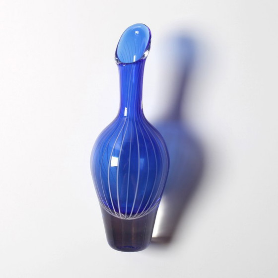 Image 1 of Mid-Century Modern Blue Art Glass Vase: Jan Johansson Orrefors, Sweden