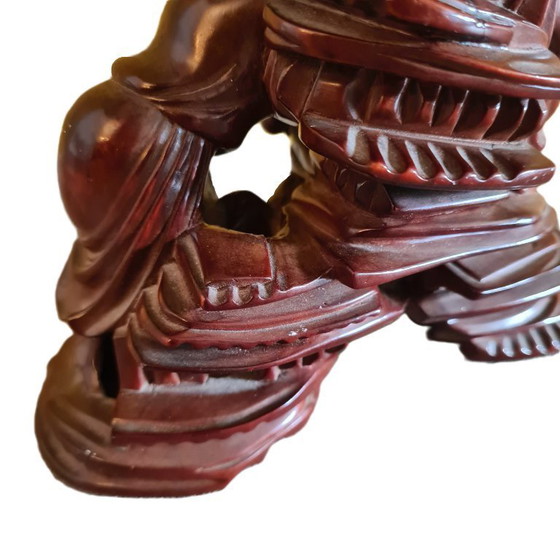 Image 1 of Gruppo scultoreo cinese in legno duro di Hehe Erxian