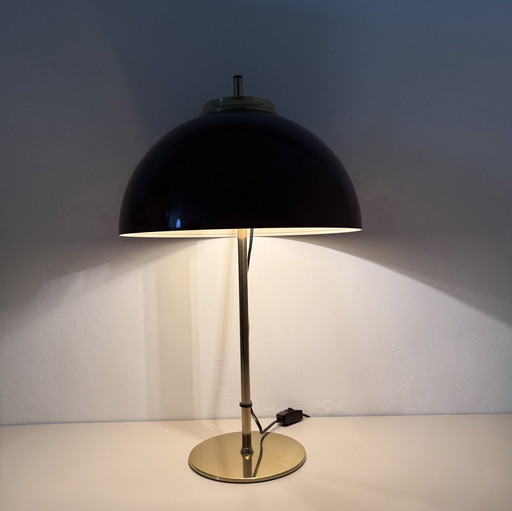 Vintage Mushroom Tischlampe mit goldenem Metallsockel, 1970er Jahre