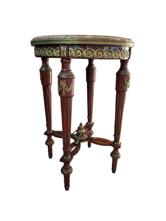 Image 1 of Neoclassical Guéridon in Mahogany and Red Marble, Late 19th Century