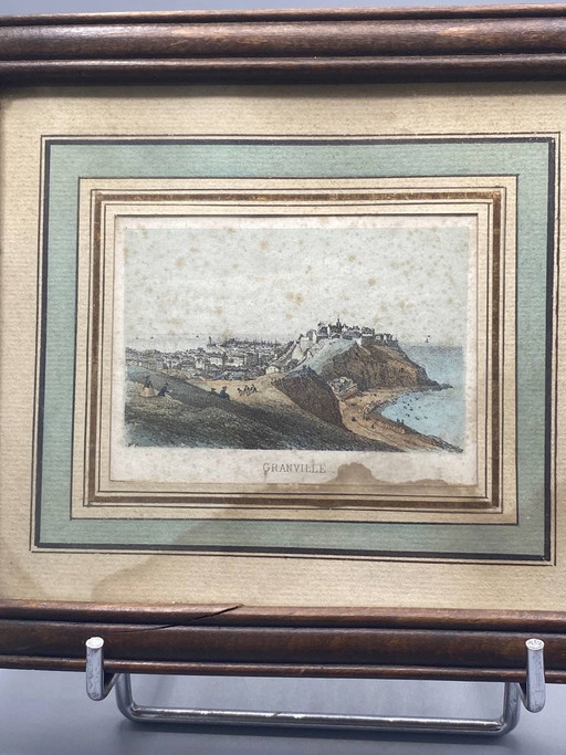 Antique Engraving Granville - View of the Fortified City – decoratieve objecten, Paper (photo 2 of 5)