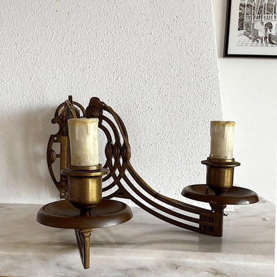 Art Nouveau Style Brass Articulated Double Piano Wall Sconce Lamp, 1900s, 1890s – Wall lights, Bronze (photo 4 of 13)