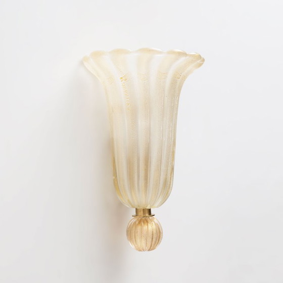 Image 1 of Pair of Murano Glass Wall Sconces with Gold Dust Inclusions
