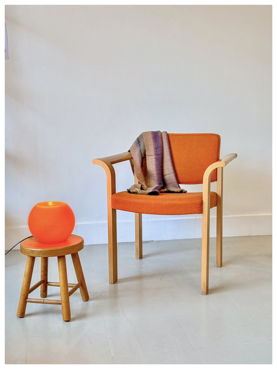 Image 1 of Juego de 2 sillas Magnus Olesen naranjas, Dinamarca, años 70 