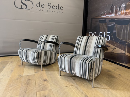 2 Sillón Leolux Scylla con tela a rayas