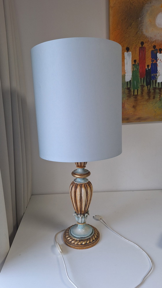 Image 1 of Barokke Lampenvoet Met Vintage Patina En Moderne Kap