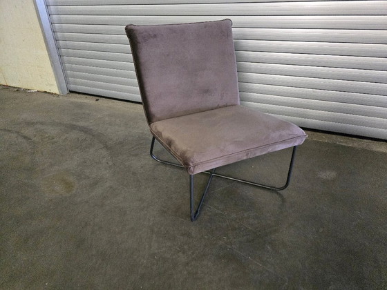 Image 1 of 1x Fauteuil Bruin fluweel/fluweel