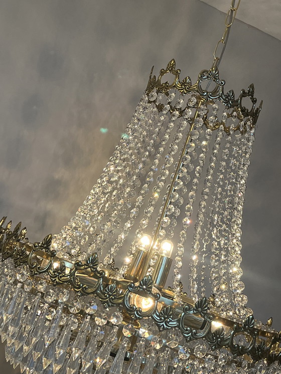Image 1 of Lustre vintage en cristal avec pendentifs