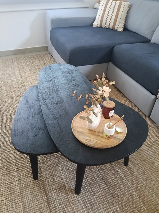 By-Boo Guus Zwarte Salontafels – Set van 2 – Mangohout