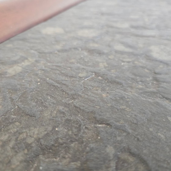 Image 1 of TABLE BASSE VINTAGE SCANDINAVE 1960 EN TECK PALISSANDRE & PIERRE DE SCHISTE 60S