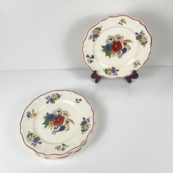 Image 1 of Set de 4 assiettes plates "Agreste", Sarreguemines, première moitié du XXeme s.