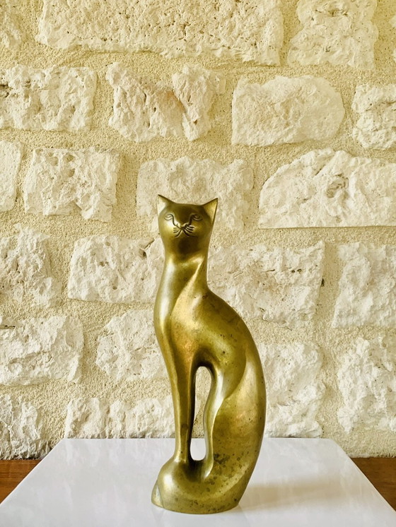 Image 1 of Sculpture de chat siamois en laiton