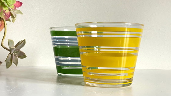 Image 1 of Pair of vintage screen-printed glass planters