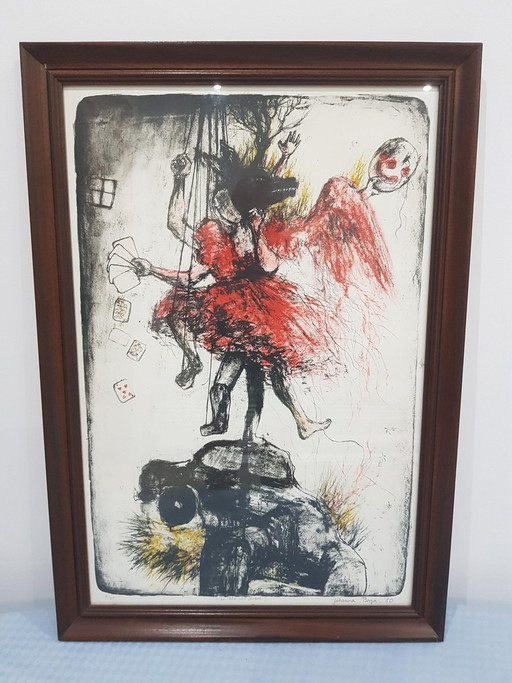 Johanna Bogadottir, In the Red Dress, anni '80, Litografia