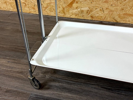 Image 1 of 1960s/70s Serving Trolley/Dinette Side Table, Space Age Design, Chrome/White