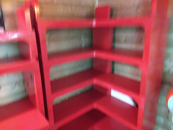 Image 1 of Bureau and Corner Rack, Design by Olaf von Bohr for Kartell, Red