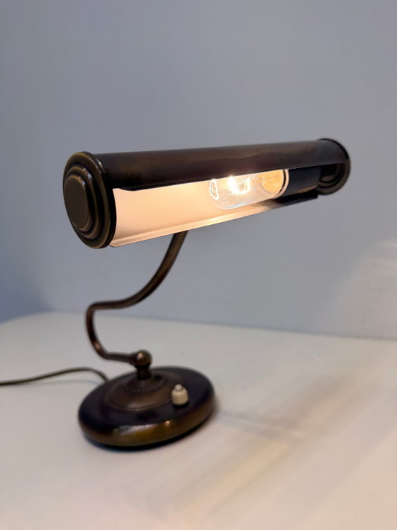 Vintage Adjustable Brass Desk Lamp (photo 5 of 6)