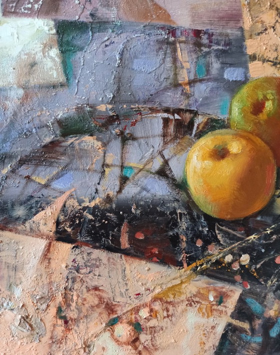 Originales Ölgemälde, abstraktes Fruchtstillleben, Äpfel – Gemälde & Zeichnungen, Canvas (photo 9 of 11)