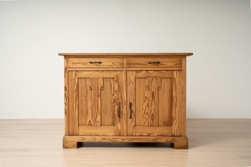 Antique German Pine Art Nouveau Cabinet with Two Drawers, circa 1910