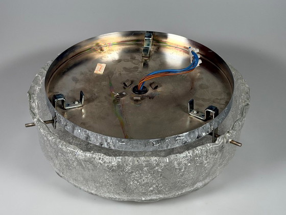 Image 1 of 1960s/70s Lamp, Light, Ceiling Light, Flush Mount Ice Glass, Hillebrand 60s