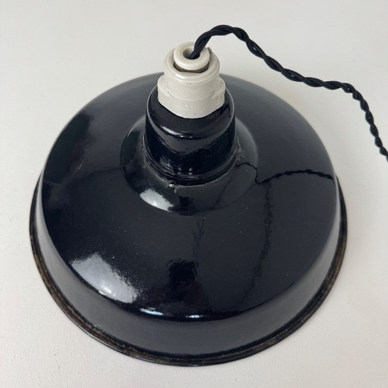 Image 1 of Antique enameled workshop pendant light