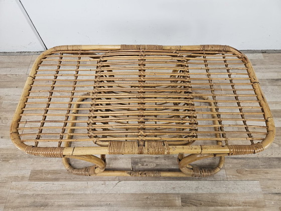 Rattan-Couchtisch, Gartentische, Braun, Vintage (Foto 4 von 10)