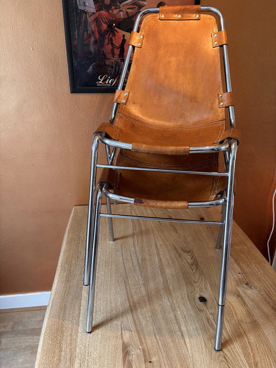 Image 1 of 2 les Arcs stoelen cognackleurig leer met chroom