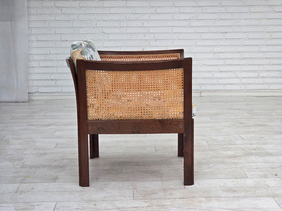 Image 1 of Années 1970, design danois d'Illum Wikkelsø, modèle de fauteuil « Plexus », bois de teck, structure en maille.
