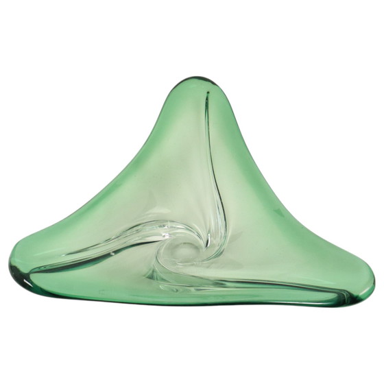 Image 1 of Coupe en cristal vert Val Saint Lambert