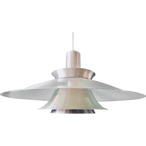 Vintage geborsteld aluminium hanglamp, Denemarken 1970
