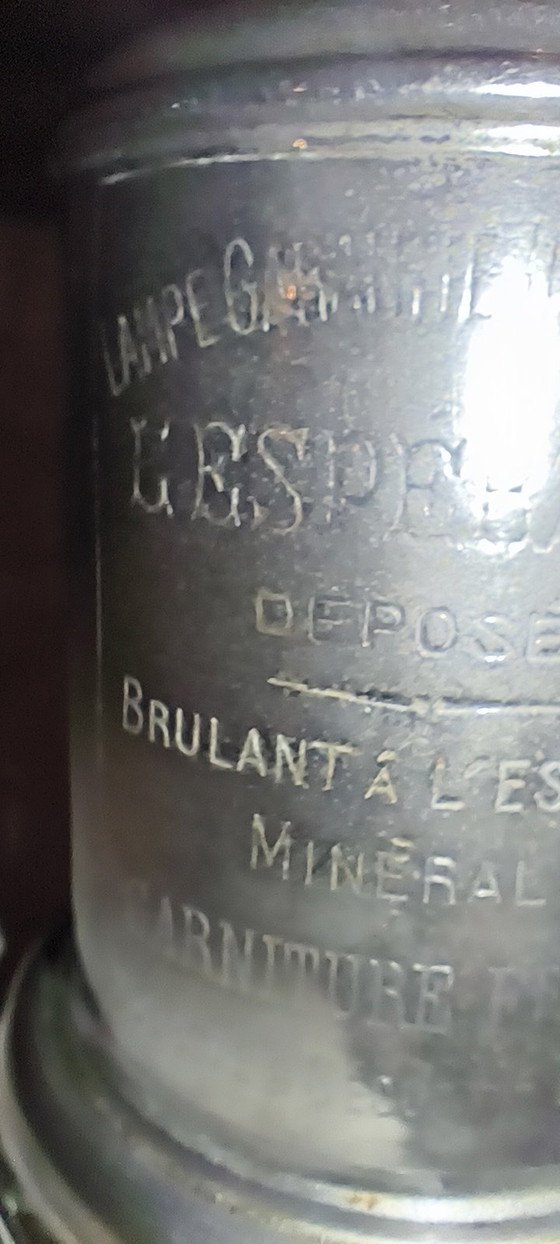 Antique Mineral Essence Table Lamp "L'Espérance" – Glass, Metal (photo 5 of 11)