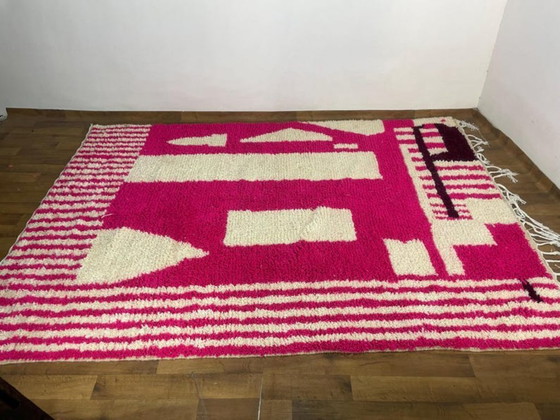 Image 1 of Handmade Moroccan Berber Wool Rug Geometric Patterns in Earthy Tones Soft Durable Artisan Craftsmanship