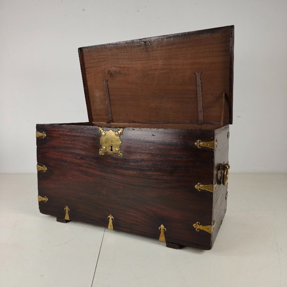 Image 1 of 18th-century Dutch VOC colonial chest with brass fittings