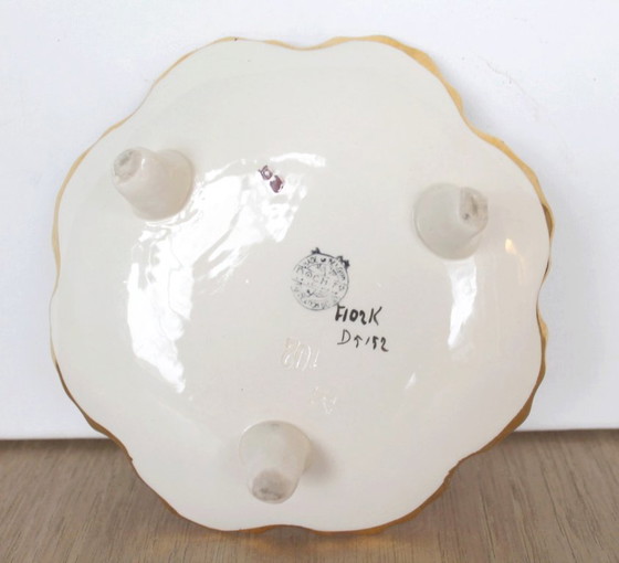 Boch Frères Keramis ciotolina su piedini, Art déco, Decorazione D5152, Ciotole, Ceramica, Dorato (foto 4 di 5)